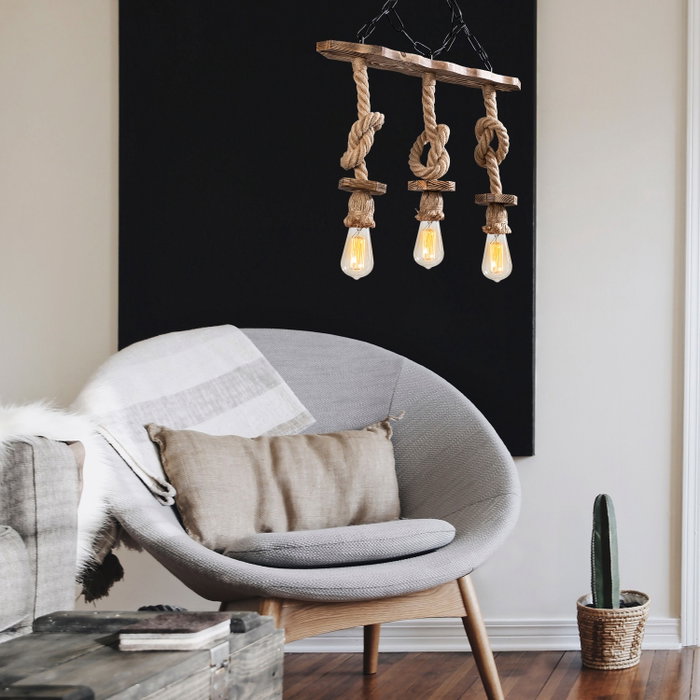 Opviq Erebos - 111-AV Lámpara de araña de madera y metal Negro y Madera